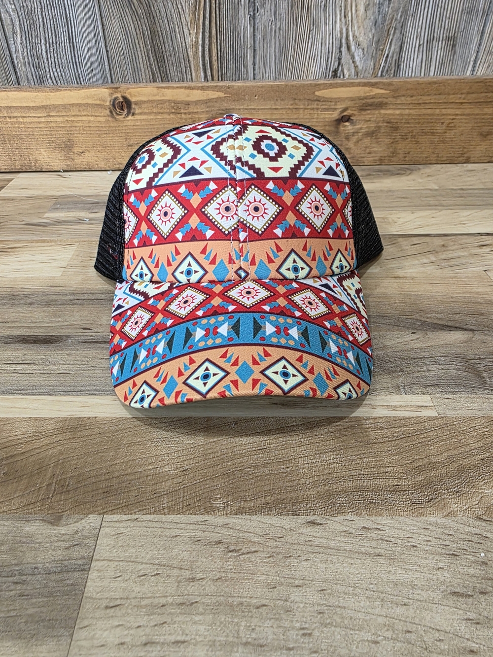 Kids Aztec Pattern Mesh Trucker Hat - Multicolor